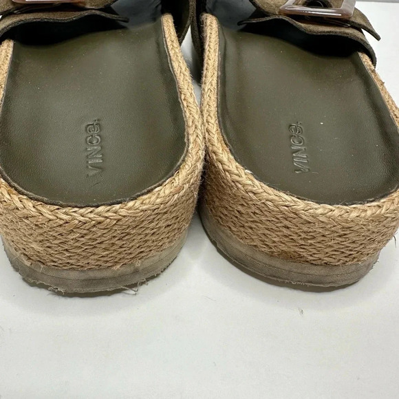 VINCE Grant Suede Buckle Espadrille Platform Slides in Spruce Size 11 - Picture 8 of 11